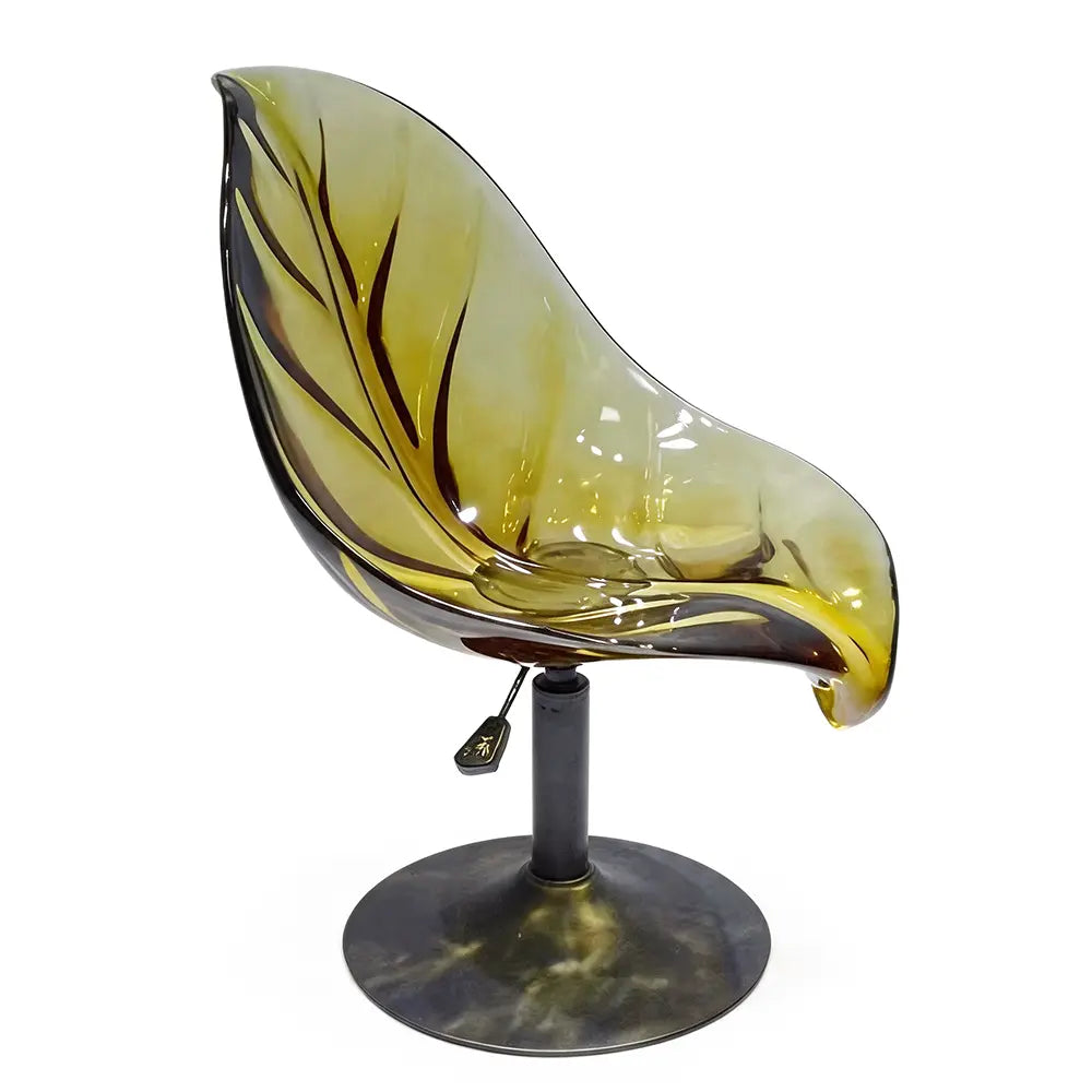 Natural Leaf Shaped Gradient Epoxy Resin Swivel Adjustable Accent Chair