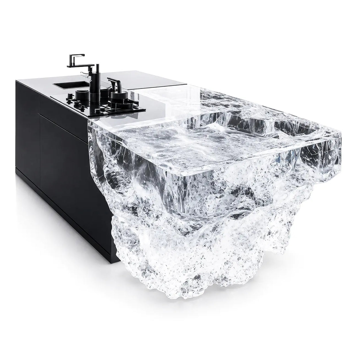 Transparent Iceberg Epoxy Resin Kitchen Island