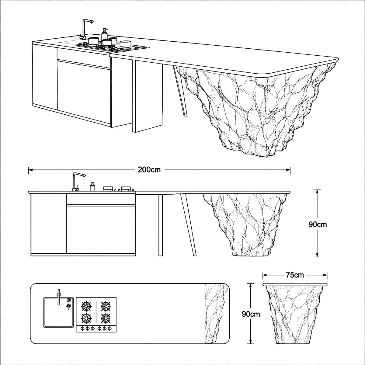 Transparent Iceberg Epoxy Resin Kitchen Island