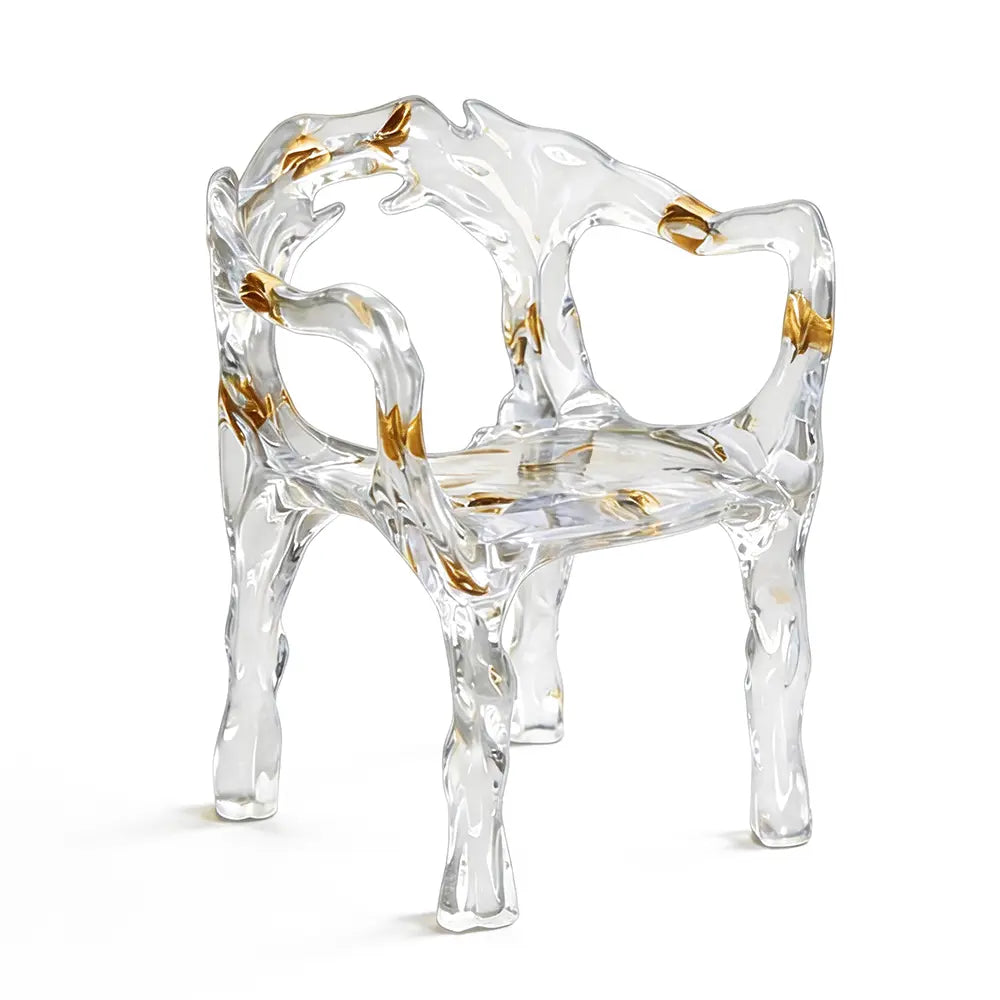 Transparent Root-Carved Epoxy Resin Arm Chair
