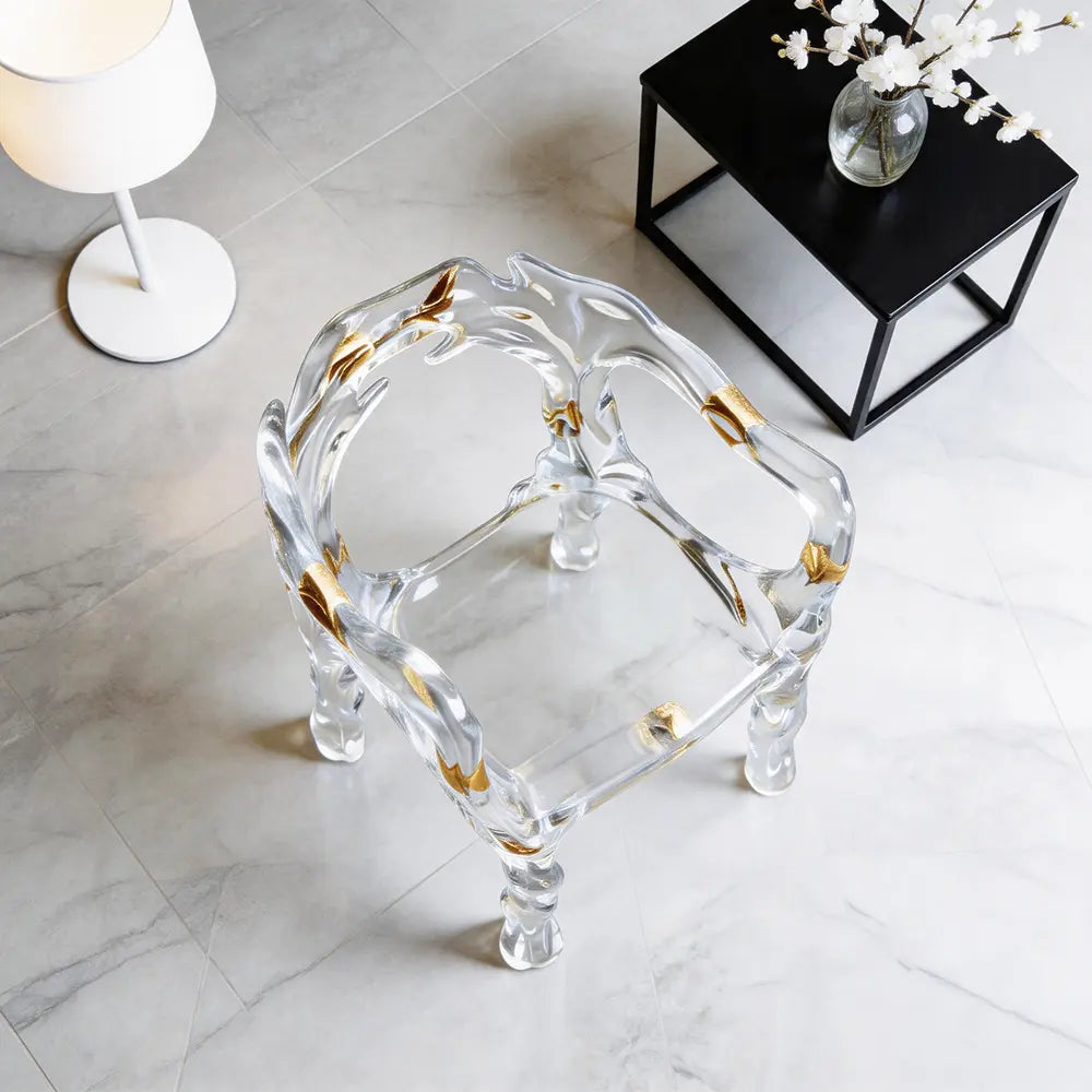 Transparent Root-Carved Epoxy Resin Arm Chair