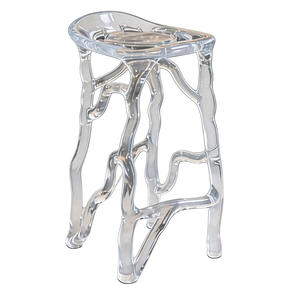 Transparent Root Twisted Epoxy Resin Bar Stool
