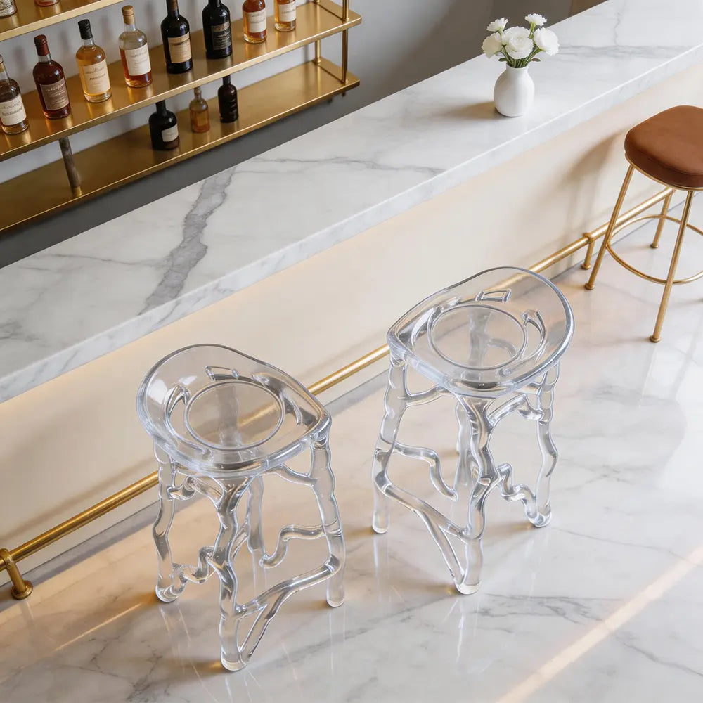 Transparent Root Twisted Epoxy Resin Bar Stool