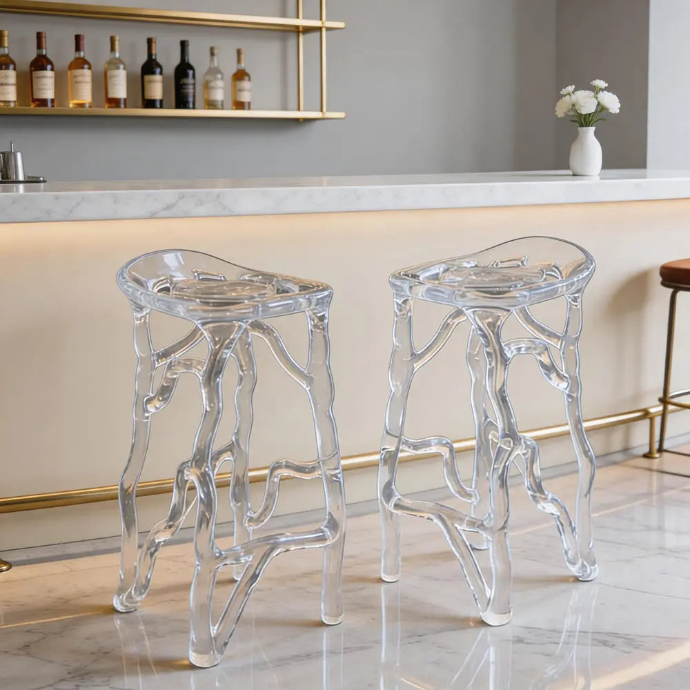 Transparent Root Twisted Epoxy Resin Bar Stool